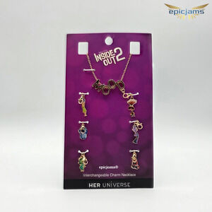Disney Pixar Inside Out 2 Mood Charm Necklace with 6 Interchangeable Charms New